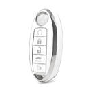 Nano High Quality Cover For Nissan Remote Key 5 Button White Color Silver Frame NS-A11Y5