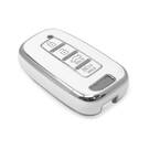 Новый высококачественный чехол Aftermarket Nano для дистанционного ключа Hyundai с 4 кнопками, белый цвет, серебристая рамка HY-G11Y4 | Emirates Keys -| thumbnail