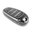 New Aftermarket Nano High Quality Cover For Hyundai Remote Key 6 Button Black Color Silver Frame HY-H11Y6A | Emirates Keys -| thumbnail