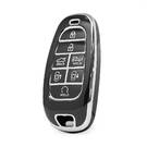 Nano High Quality Cover For Hyundai Remote Key 7 Button Black Color Silver Frame HY-H11Y7