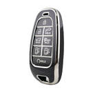 Nano High Quality Cover For Hyundai Remote Key 8 Button Black Color Silver Frame HY-H11Y8