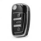Nano High Quality Cover For Audi Remote Key 3 Button Black Color Silver Frame Audi-C11Y