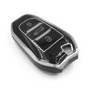 New Aftermarket Nano High Quality Cover For Peugeot Remote Key 3 Button Black Color Silver Frame PG-A11Y | Emirates Keys -| thumbnail