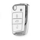 Nano High Quality Cover For VW Remote Key 3 Button White Color Silver Frame VW-B11Y3