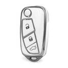 Nano High Quality Cover For Fiat Remote Key 3 Button White Color Silver Frame FIAT-B11Y