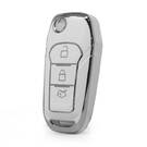 Nano High Quality Cover For Ford Remote Key 3 Button White Color Silver Frame Ford-F11Y