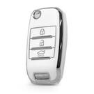 Nano High Quality Cover For Kia Remote Key 3 Button White Color Silver Frame KIA-B11Y3
