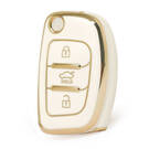 Cubierta Nano de alta calidad para Hyundai Sonata Flip Remote Key 3 botones Color blanco