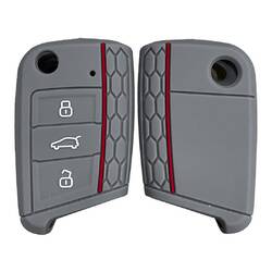 Coque gravée en silicone pour clé à distance Volkswagen Flip 3 boutons