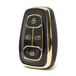 Nano High Quality Cover For TATA Remote Key 4 Button Black Color TATA-A11J