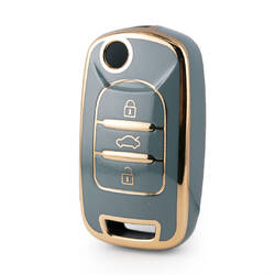 Nano High Quality Cover For Baojun Flip Remote Key 3 Button Gray Color BJ-B11J
