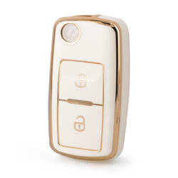 Couverture Nano de haute qualité pour clé télécommande intelligente Volkswagen, 2 boutons, couleur blanche, VW-A11J2