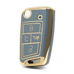 Nano couvercle de haute qualité pour clé télécommande Volkswagen, 4 boutons, couleur grise, VW-B11J4