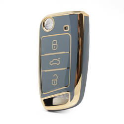 Nano couvercle de haute qualité pour clé télécommande Volkswagen MQB, 3 boutons, couleur grise, VW-E11J