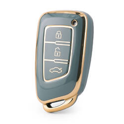 Nano couvercle de haute qualité pour clé télécommande Dongfeng, 3 boutons, couleur grise, DF-G11J