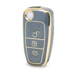Capa Nano de alta qualidade para Ford Flip Remote Key 3 botões cor cinza Ford-E11J