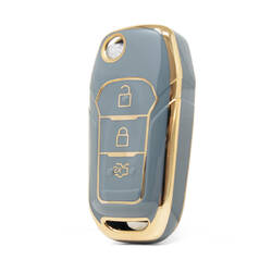 Capa Nano de alta qualidade para Ford Fusion Flip Remote Key 3 botões cor cinza Ford-F11J