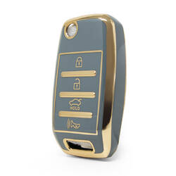 Нано-чехол высокого качества для Kia Flip Remote Key 3 + 1 кнопки серого цвета KIA-B11J4