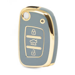 Funda Nano de alta calidad para llave remota Hyundai Flip, 3 botones, Color gris, HY-F11J3B