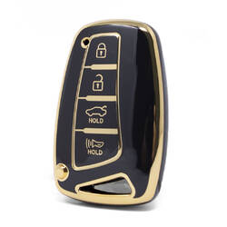 Funda Nano de alta calidad para llave remota Hyundai, 4 botones, Color negro, HY-J11J