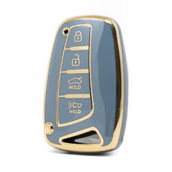 Funda Nano de alta calidad para llave remota Hyundai, 4 botones, Color gris, HY-J11J