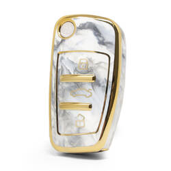 Capa de mármore nano de alta qualidade para Audi Flip Remote Key 3 botões cor branca Audi-C12J