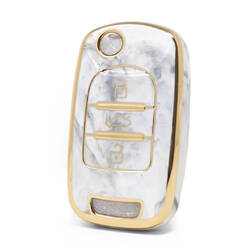 Nano couvercle en marbre de haute qualité pour clé télécommande Baojun, 3 boutons, couleur blanche, BJ-B12J