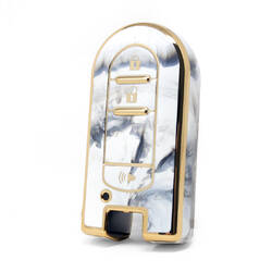 Nano couvercle en marbre de haute qualité pour clé télécommande Perodua, 3 boutons, couleur blanche, PRD-C12J3