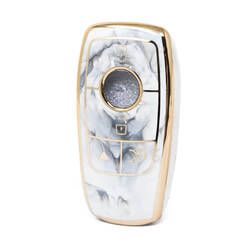 Nano High Quality Marble Cover For Mercedes Benz Remote Key 4 Buttons White Color Benz-B12J4