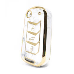 Nano couvercle en marbre de haute qualité pour clé télécommande Mahindra, 3 boutons, couleur blanche, MHD-A12J
