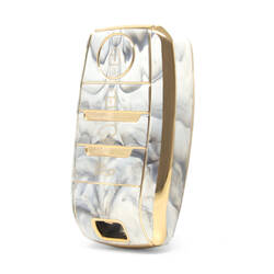 Нано-высококачественный мраморный чехол для удаленного ключа Kia с 4 кнопками белого цвета KIA-D12J4A