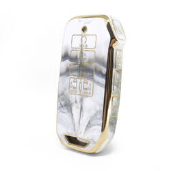 Нано-высококачественный мраморный чехол для дистанционного ключа Kia с 9 кнопками белого цвета KIA-I12J9