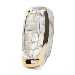 Nano cubierta de mármol de alta calidad para llave remota Hyundai, 4 botones, Color blanco, HY-A12J4A