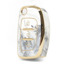 Nano cubierta de mármol de alta calidad para llave remota Hyundai Flip, 3 botones, Color blanco, HY-B12J3A