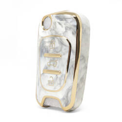 Nano cubierta de mármol de alta calidad para llave remota Hyundai Flip, 2 botones, HY-C12J de Color blanco