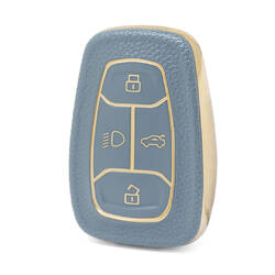 Nano – housse en cuir doré de haute qualité, pour clé télécommande TATA, 4 boutons, couleur grise, TATA-A13J
