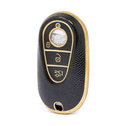 Nano High Quality Gold Leather Cover For Mercedes Benz Remote Key 3 Buttons Black Color Benz-C13J