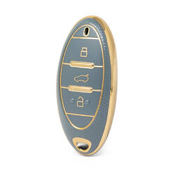 Nano – housse en cuir doré de haute qualité, pour clé télécommande Bestune, 3 boutons, couleur grise, BT-A13J