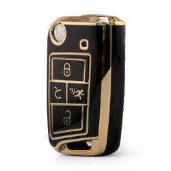 Cover di alta qualità nano per chiave telecomando Volkswagen 4 pulsanti colore nero VW-B11J4