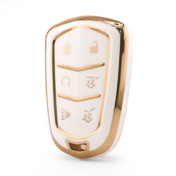 Nano High Quality Cover For Cadillac Remote Key 6 Button White Color CDLC-A11J6