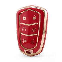 Nano High Quality Cover For Cadillac Remote Key 6 Button Red Color CDLC-A11J6