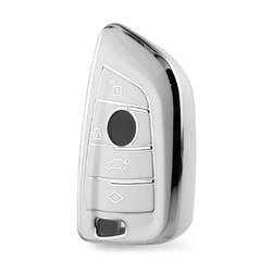 Nano High Quality Cover For BMW Remote Key 4 Button White Color Silver Frame BMW-B11Y4