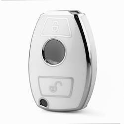 Nano High Quality Cover For Mercedes Remote Key 2 Button White Color Silver Frame Benz-A11Y2