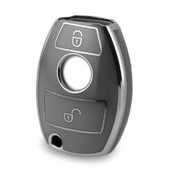 Nano High Quality Cover For Mercedes Remote Key 2 Button Dark Gray Color Silver Frame Benz-A11Y2