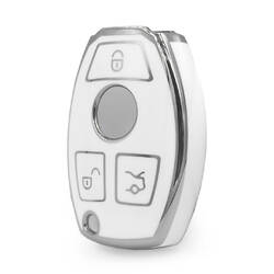 Nano High Quality Cover For Mercedes Remote Key 3 Button White Color Silver Frame Benz-A11Y3