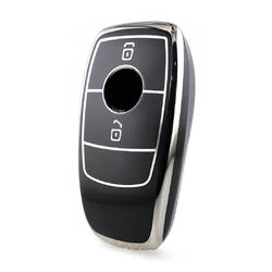 Nano High Quality Cover For Mercedes Remote Key 2 Button Black Color Silver Frame Benz-B11Y2