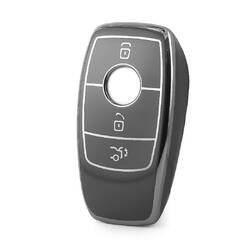 Nano High Quality Cover For Mercedes Remote Key 3 Button Dark Gray Color Silver Frame Benz-B11Y3