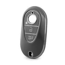 Nano High Quality Cover For Mercedes Remote Key 3 Button Dark Gray Color Silver Frame Benz-C11Y