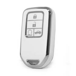 Nano High Quality Cover For Honda Remote Key 4 Button White Color Silver Frame HD-A11Y4