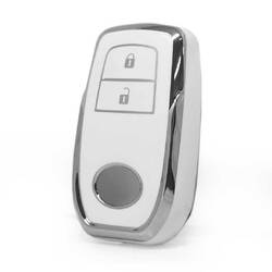 Nano High Quality Cover For Toyota Remote Key 2 Button White Color Silver Frame TYT-A11Y2